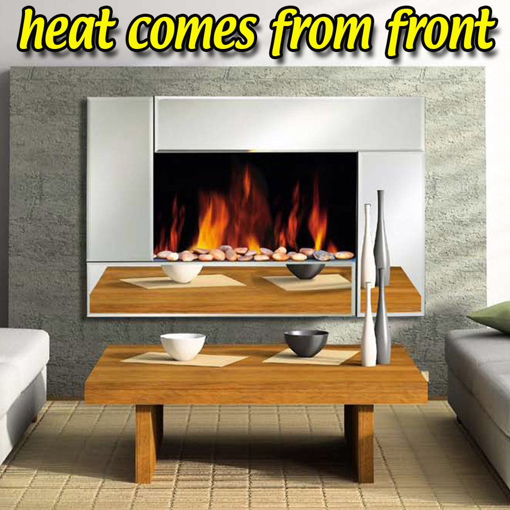 Wall Mounted Electric Fire Widescreen Home Living Flame Mirror