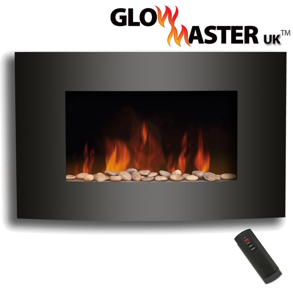 Electric Fire Fireplace Curved Black Glass Wall Mounted Flame Living Details About Electric Fire Fireplace Curved Black Glass Wall Mounted Flame Living Room Heater