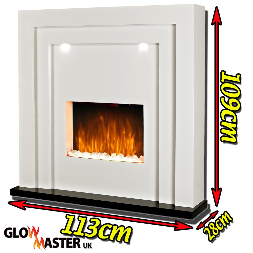 Electric Fire Fireplace Led Lights Free Standing White Inset Heater