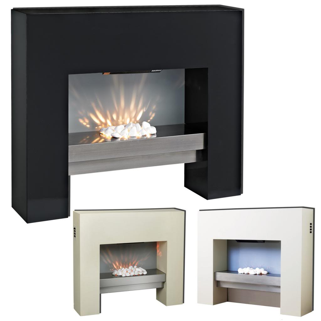 Electric Fireplace Fire Free Standing Mdf White Surround Flicker