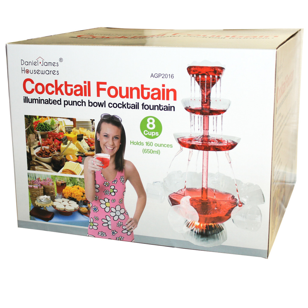 Electric Cocktail Fountain Illuminated Punch Bowl Beverage House Party