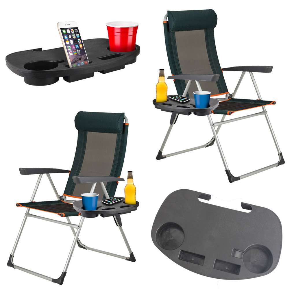 Deck Chair Clip On Side Table Garden Tray Drinks Holder Camping