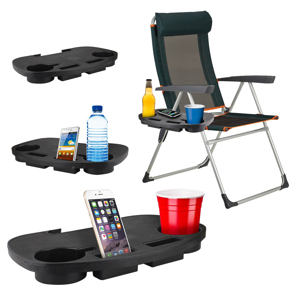 Deck Chair Clip On Side Table Garden Tray Drinks Holder Camping