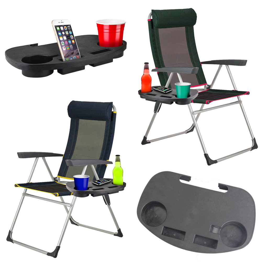 Deck Chair Clip On Side Table Garden Tray Drinks Holder Camping