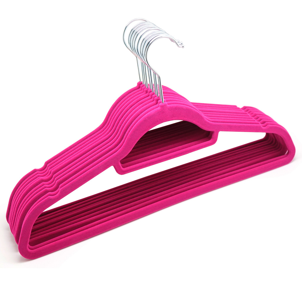 20, Pink Guaranteed4Less Coat Clothes Hangers Velvet Flocked Non Slip Curved Trousers Dresses Slim Velour 