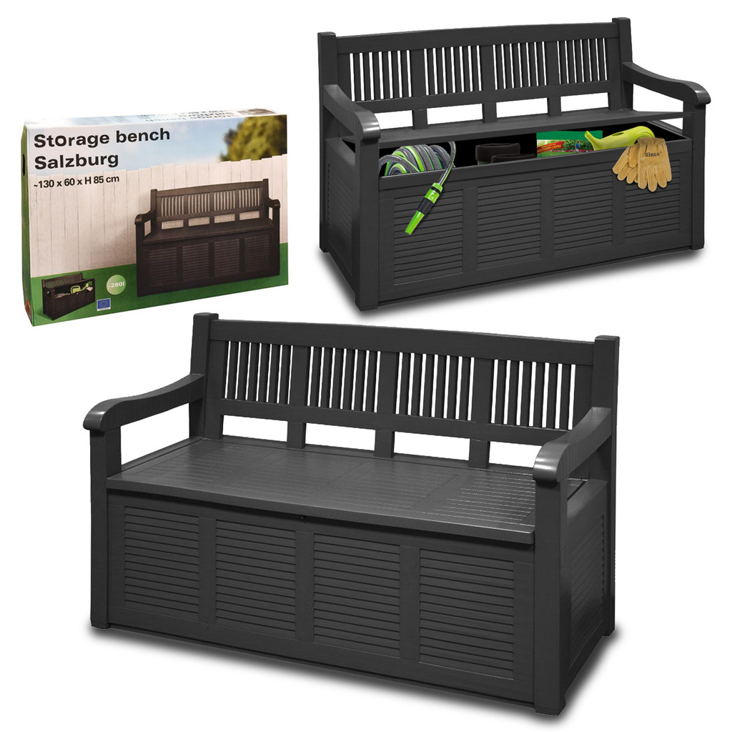 Patio Furniture Garden Storage Bench Outdoor Plastic ...