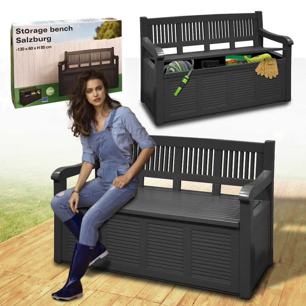 Outdoor Garden Bench Patio Furniture Storage Plastic Cushion Box