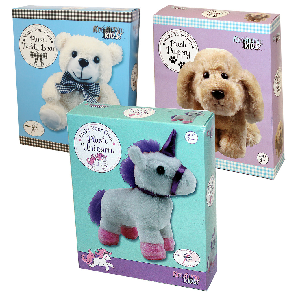 Make Your Own Stuffed Animal Cuddly Soft Glitz Purple Bear 8 inch Kit No Sewing 